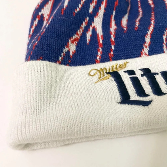 Miller Lite Beer Winter Beanie Hat Toque Pom Pom Acrylic - Picture 16 of 16